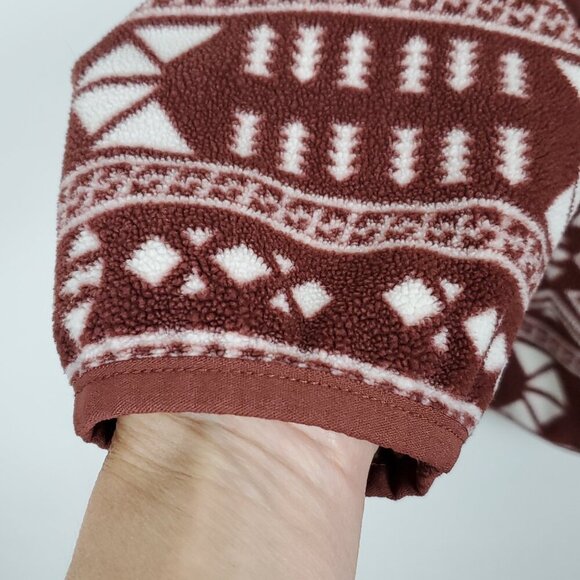 Duluth Trading Unisex Fleece Jacket Med Brown Southwestern Geometric Cozy Warm - Picture 5 of 16